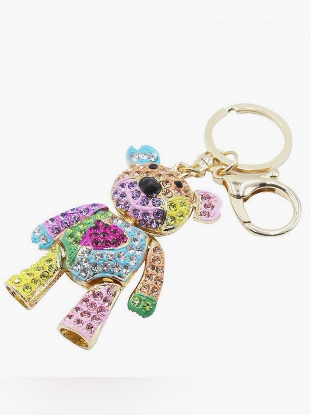 Gold Sparkle Teddy Bear Keychain NWT